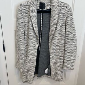Dynamite Black and White Herringbone Blazer